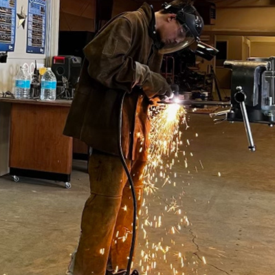 Student welding